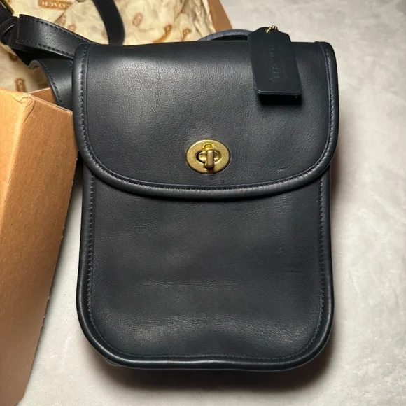 VTG Coach Navy Blue Sidepack Crossbody Shoulder Bag - Picture 3 of 15